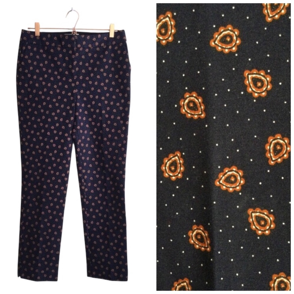 BODEN Richmond Ankle Pants Paisley Print Size 8L LONG